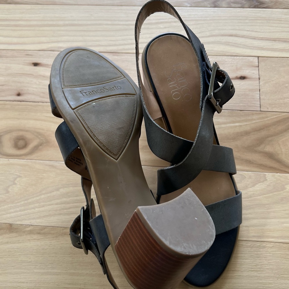 Franco Sarto Leather Sandals with Chunky Heel and Buckle - Picture 4 of 4
